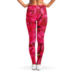 Hot Pink Rose Print Women's Leggings