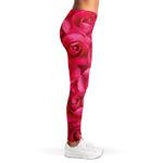 Hot Pink Rose Print Women's Leggings