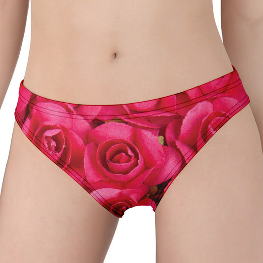Hot Pink Rose Print Women's Panties