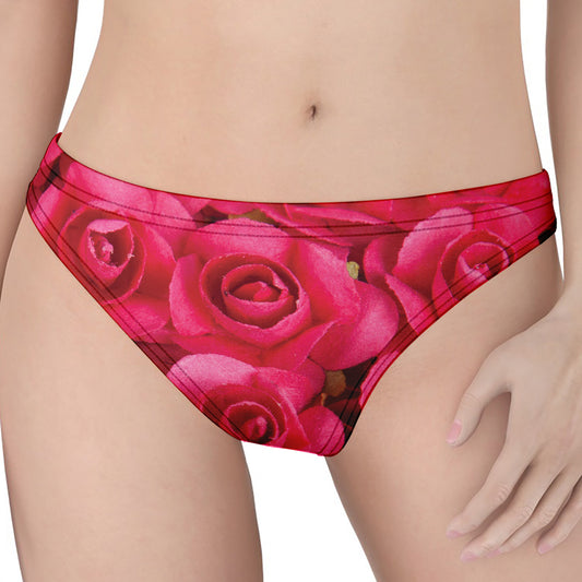 Hot Pink Rose Print Women's Thong