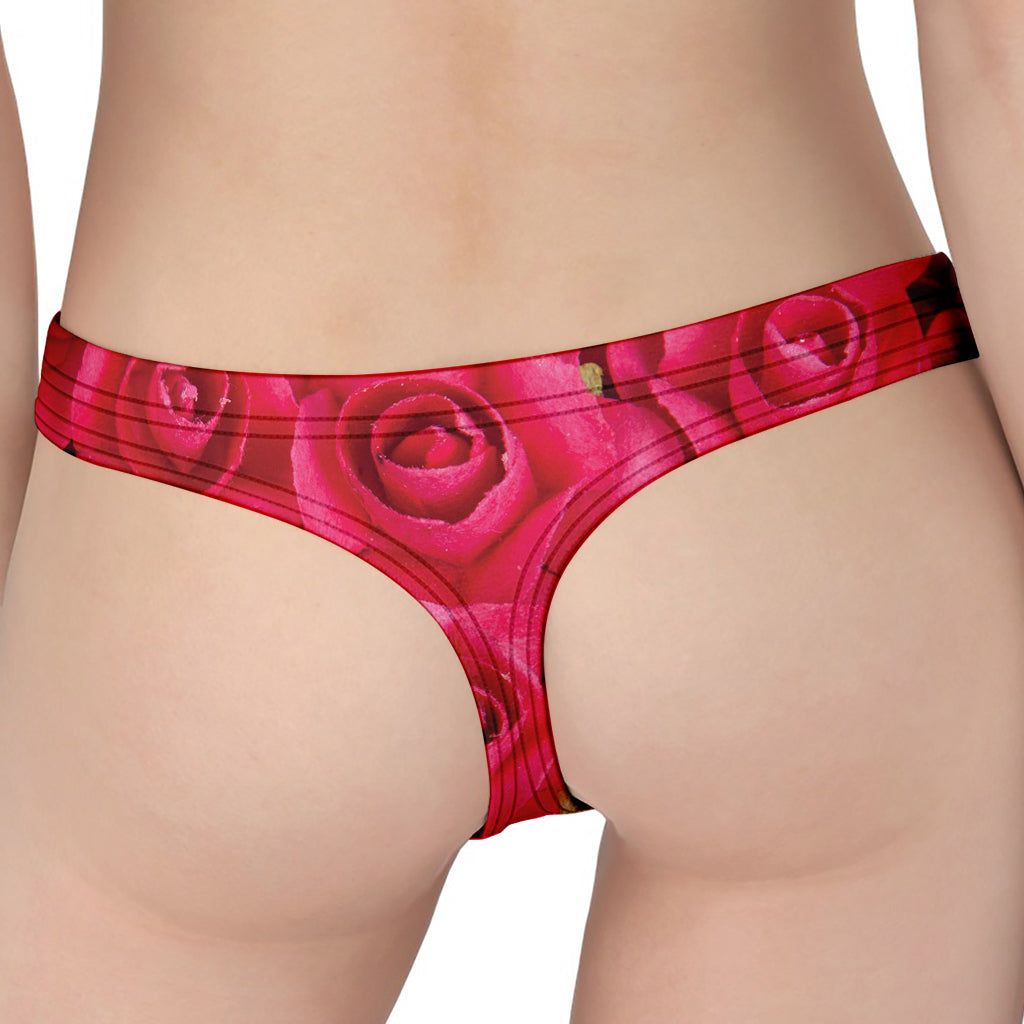 Hot Pink Rose Print Women's Thong