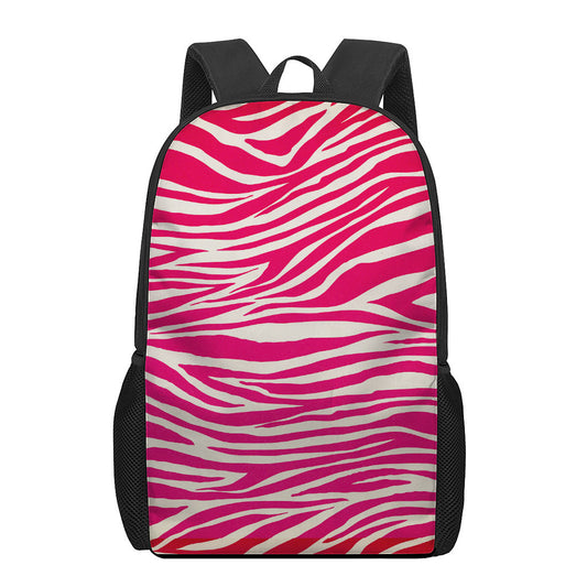 Hot Pink Zebra Pattern Print 17 Inch Backpack