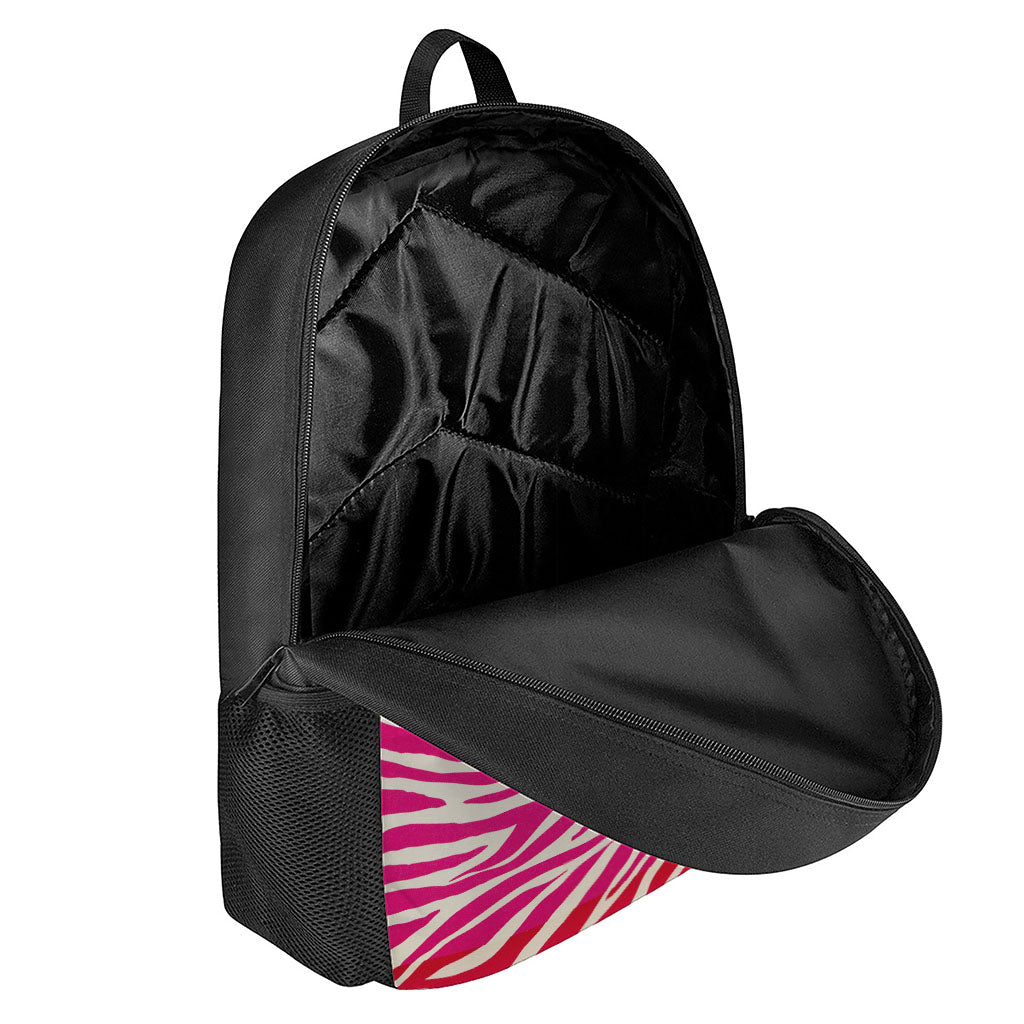 Hot Pink Zebra Pattern Print 17 Inch Backpack