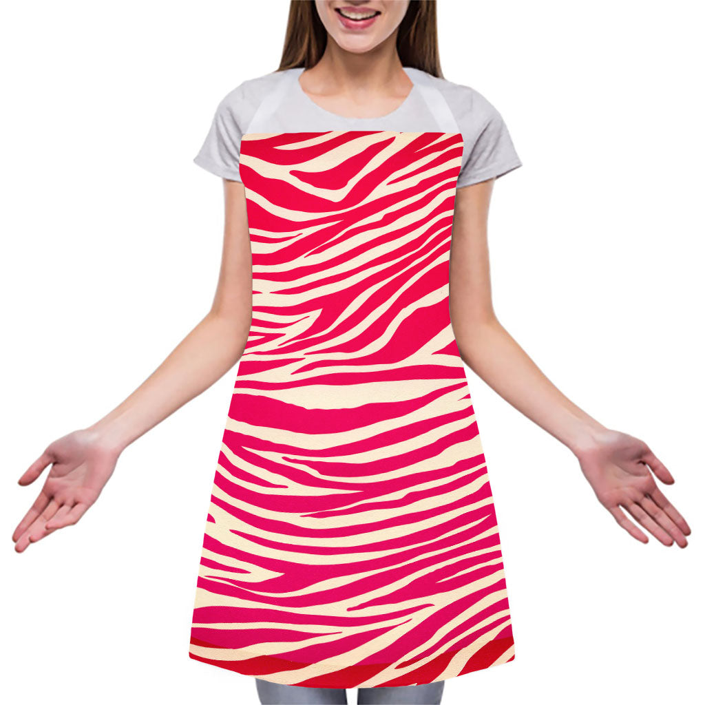 Hot Pink Zebra Pattern Print Adjustable Apron