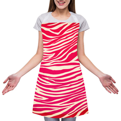 Hot Pink Zebra Pattern Print Adjustable Apron