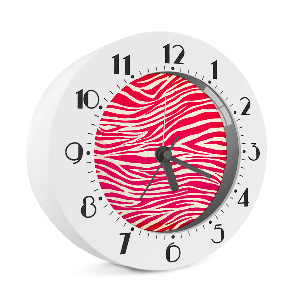 Hot Pink Zebra Pattern Print Alarm Clock