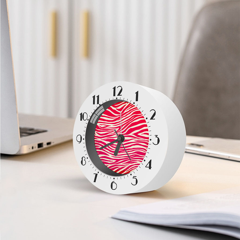 Hot Pink Zebra Pattern Print Alarm Clock