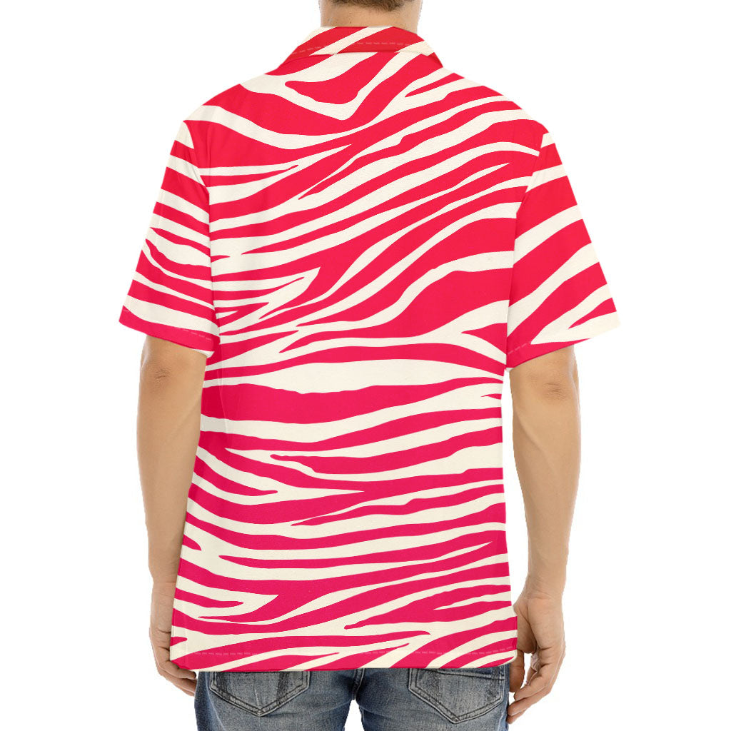 Hot Pink Zebra Pattern Print Aloha Shirt