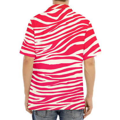 Hot Pink Zebra Pattern Print Aloha Shirt