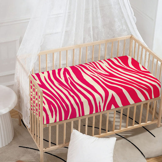 Hot Pink Zebra Pattern Print Baby Crib Sheet