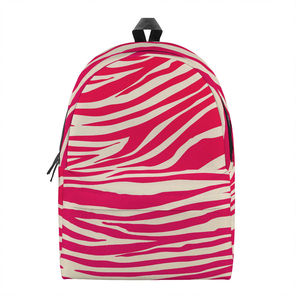 Hot Pink Zebra Pattern Print Backpack