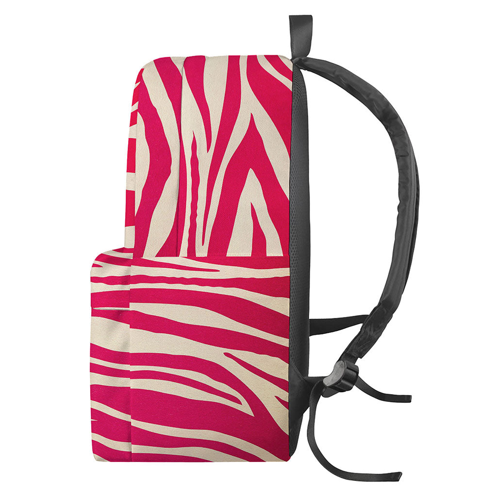 Hot Pink Zebra Pattern Print Backpack