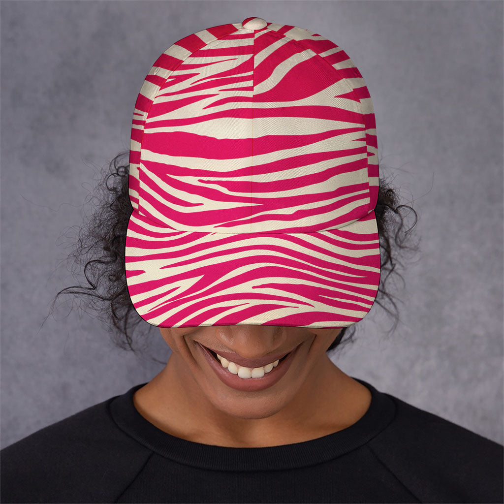 Hot Pink Zebra Pattern Print Baseball Cap