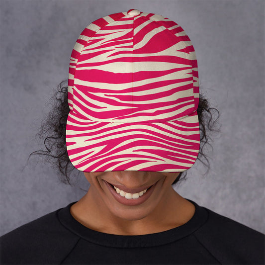 Hot Pink Zebra Pattern Print Baseball Cap