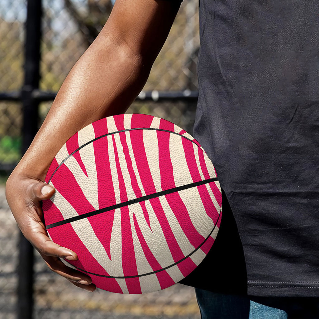 Hot Pink Zebra Pattern Print Basketball