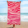 Hot Pink Zebra Pattern Print Beach Towel