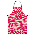 Hot Pink Zebra Pattern Print Bib Apron With Pocket