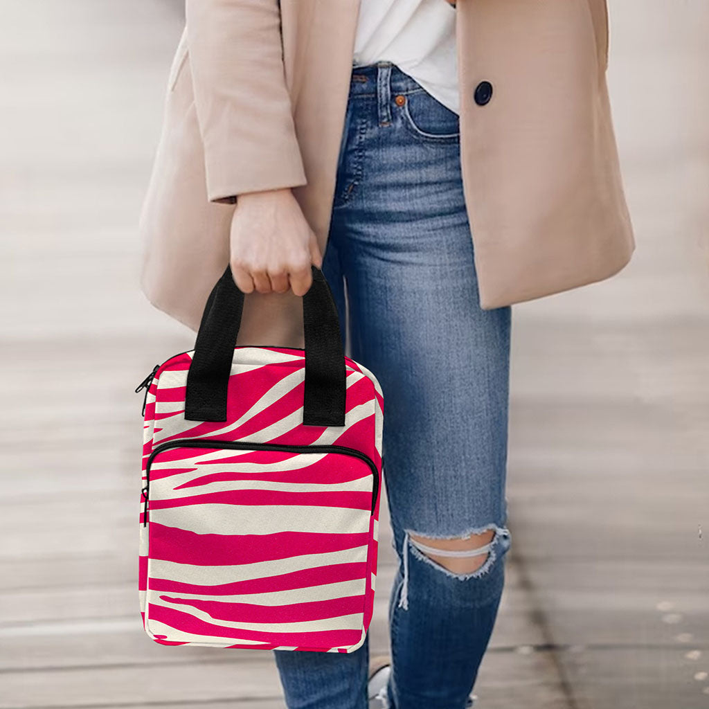 Hot Pink Zebra Pattern Print Bible Tote Bag