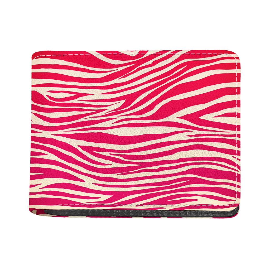Hot Pink Zebra Pattern Print Bifold Wallet