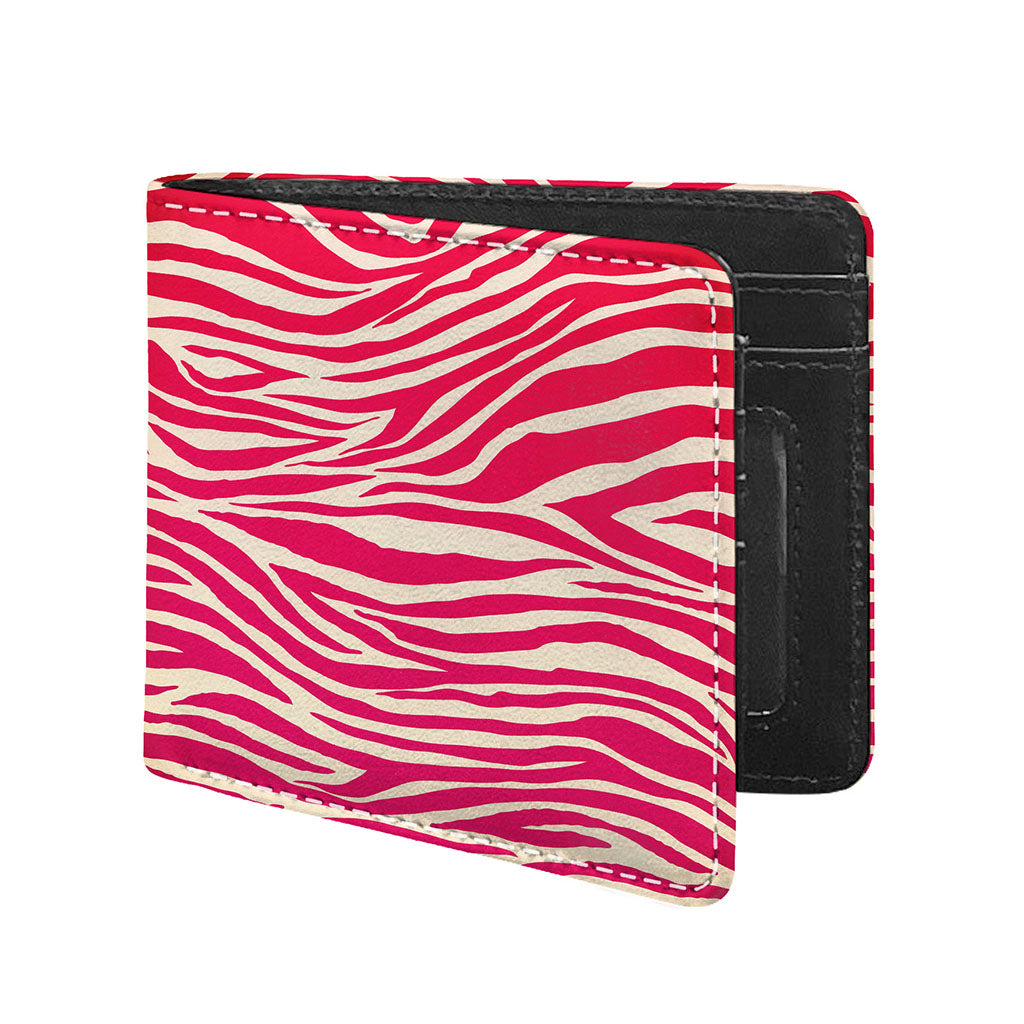 Hot Pink Zebra Pattern Print Bifold Wallet