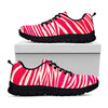 Hot Pink Zebra Pattern Print Black Running Shoes