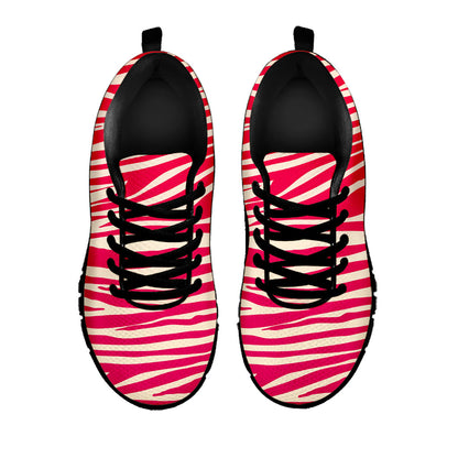 Hot Pink Zebra Pattern Print Black Running Shoes
