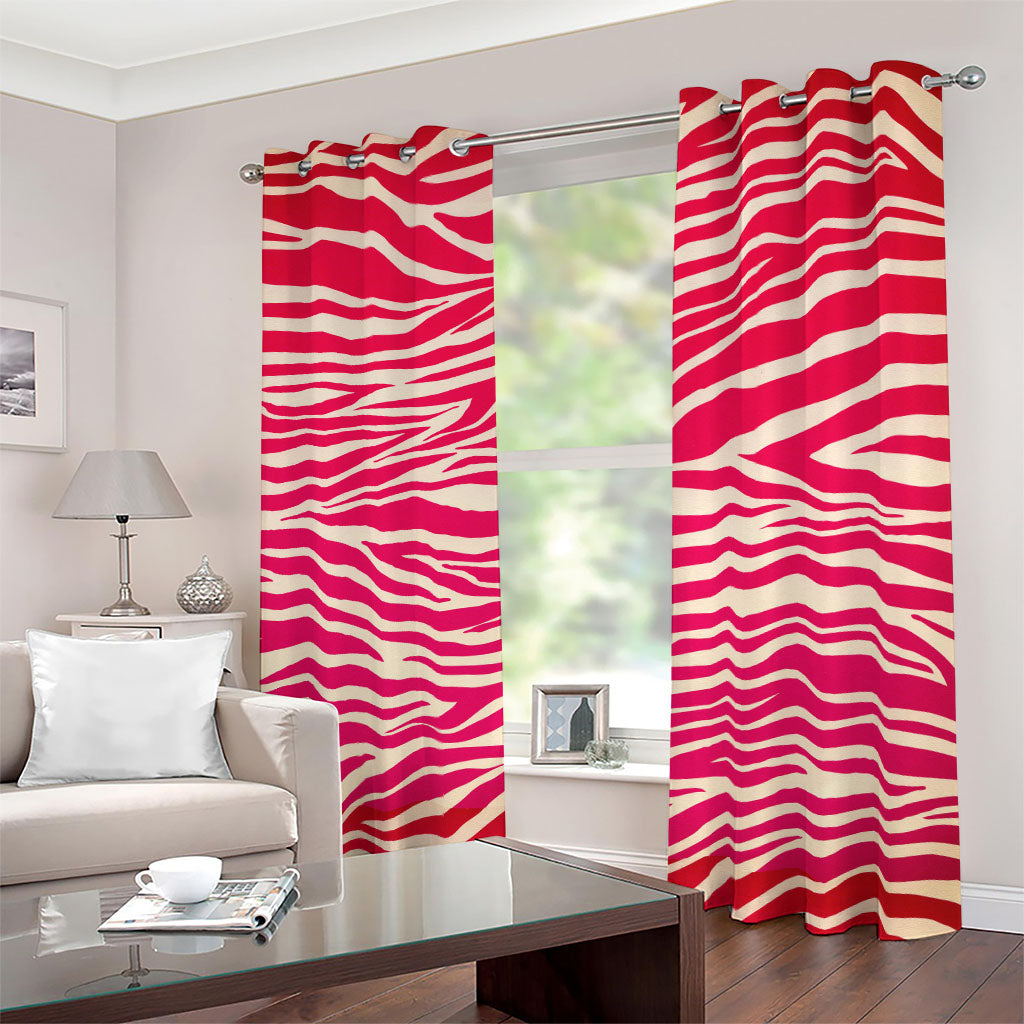 Hot Pink Zebra Pattern Print Blackout Grommet Curtains