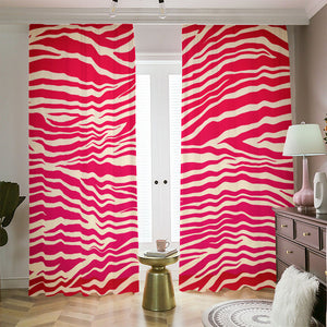 Hot Pink Zebra Pattern Print Blackout Pencil Pleat Curtains