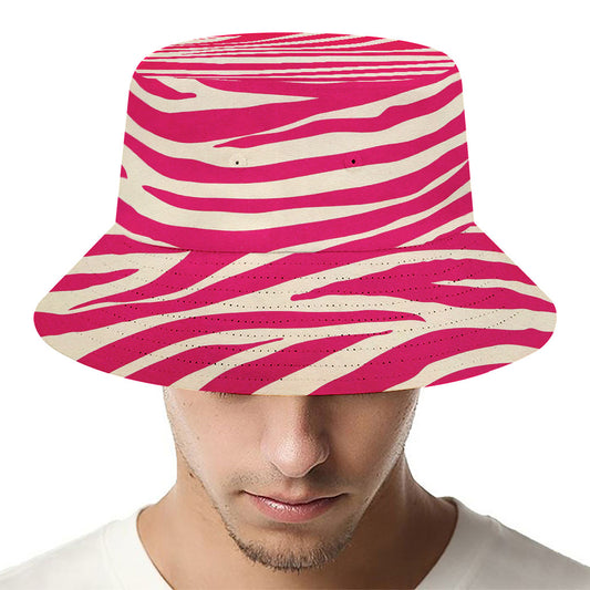 Hot Pink Zebra Pattern Print Bucket Hat