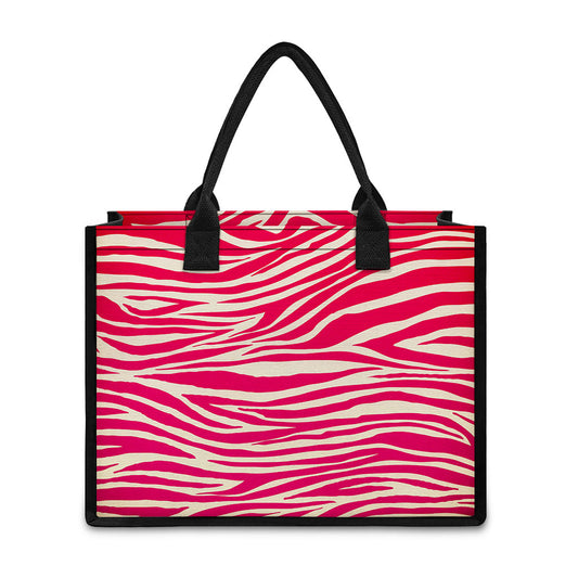 Hot Pink Zebra Pattern Print Canvas Tote Bag
