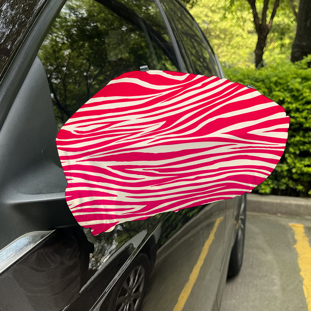 Hot Pink Zebra Pattern Print Car Side Mirror Covers