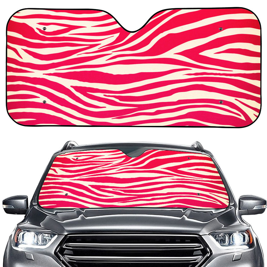 Hot Pink Zebra Pattern Print Car Windshield Sun Shade