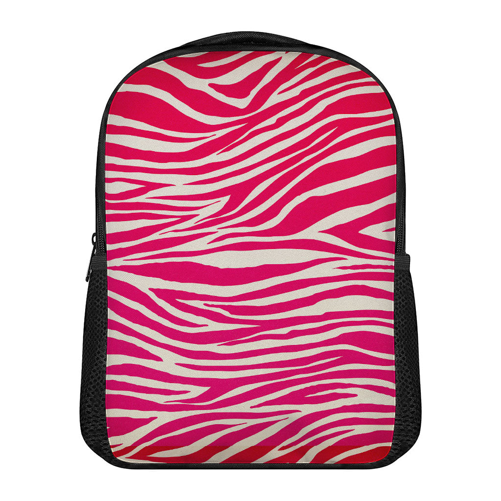 Hot Pink Zebra Pattern Print Casual Backpack