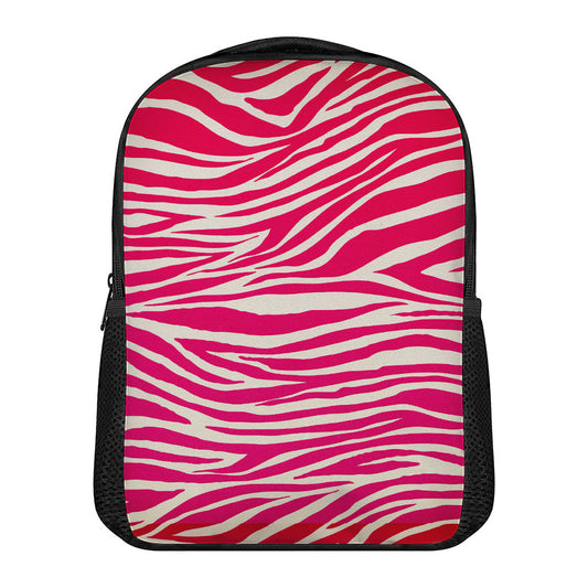Hot Pink Zebra Pattern Print Casual Backpack