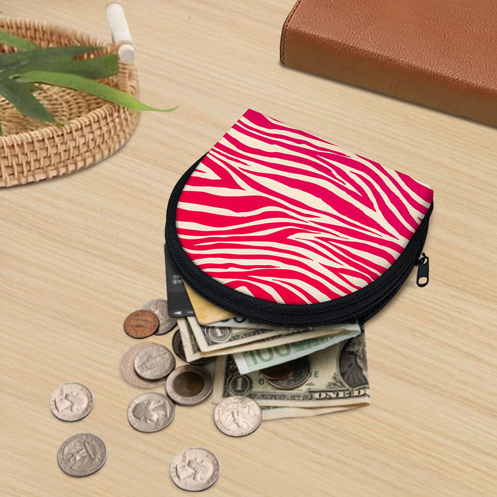 Hot Pink Zebra Pattern Print Coin Purse