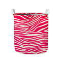 Hot Pink Zebra Pattern Print Collapsible Laundry Basket