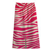 Hot Pink Zebra Pattern Print Cotton Front Slit Maxi Skirt