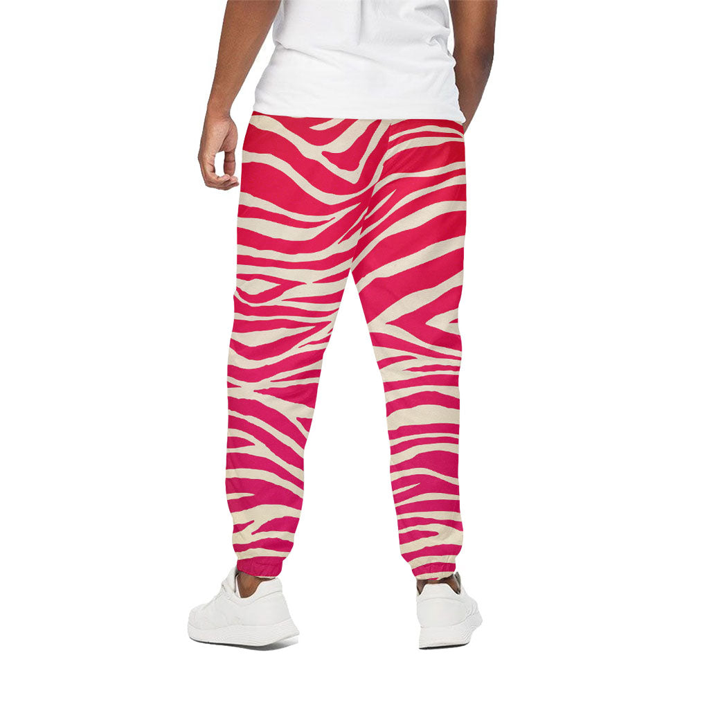 Hot Pink Zebra Pattern Print Cotton Pants