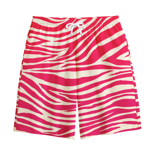 Hot Pink Zebra Pattern Print Cotton Shorts