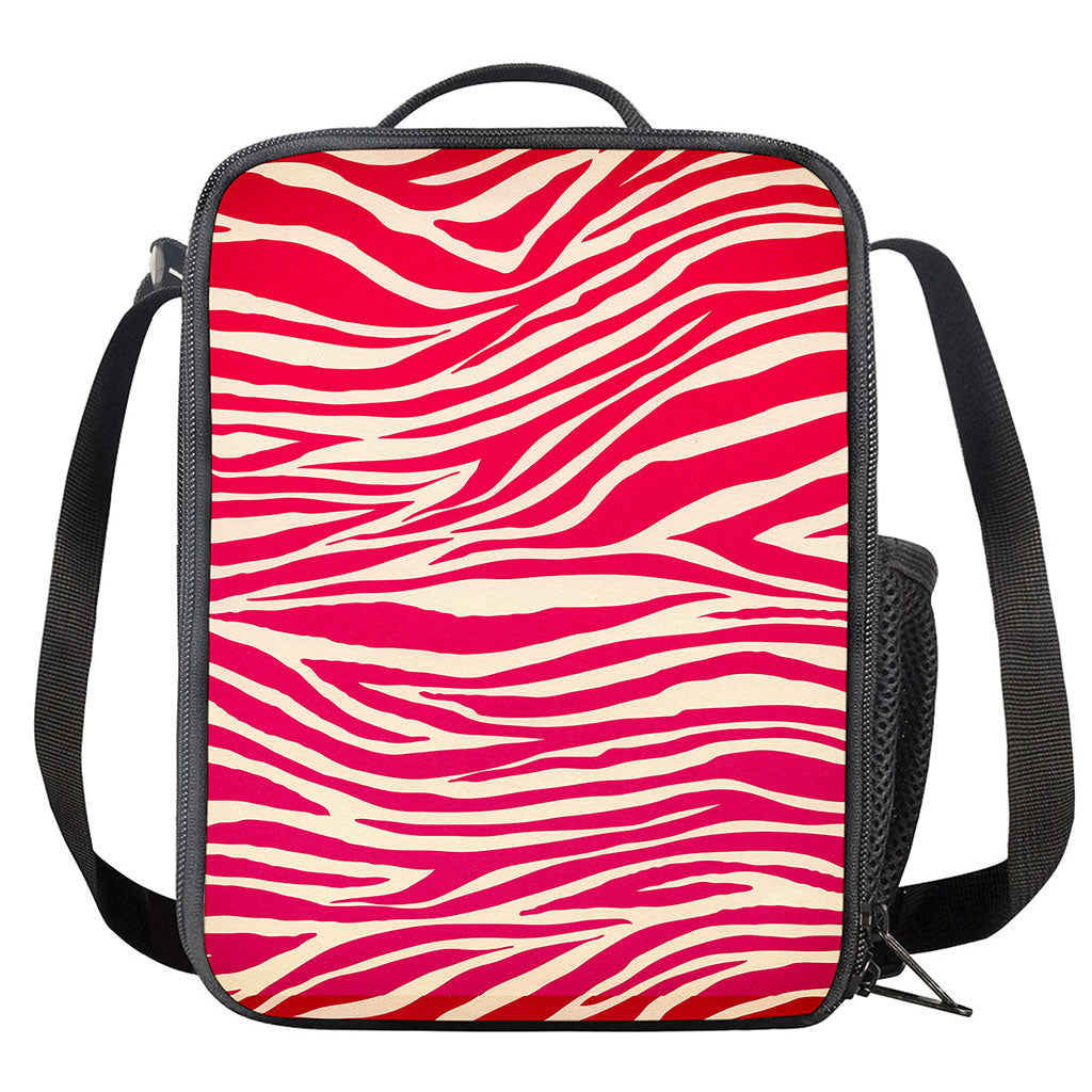 Hot Pink Zebra Pattern Print Crossbody Lunch Bag