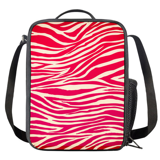 Hot Pink Zebra Pattern Print Crossbody Lunch Bag