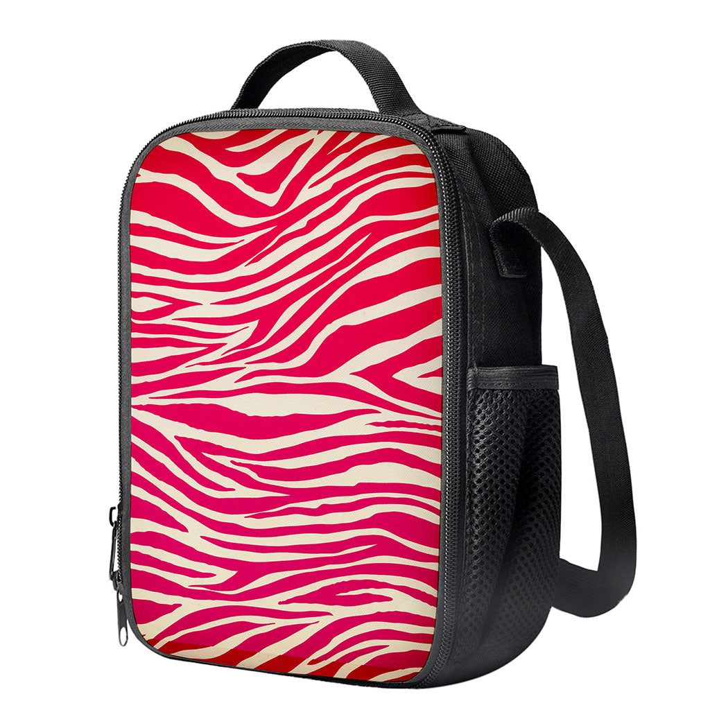 Hot Pink Zebra Pattern Print Crossbody Lunch Bag