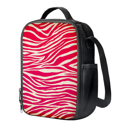 Hot Pink Zebra Pattern Print Crossbody Lunch Bag