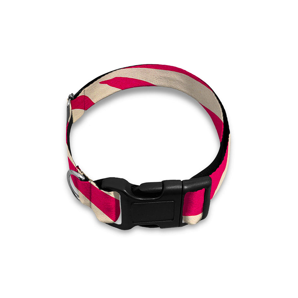 Hot Pink Zebra Pattern Print Dog Collar