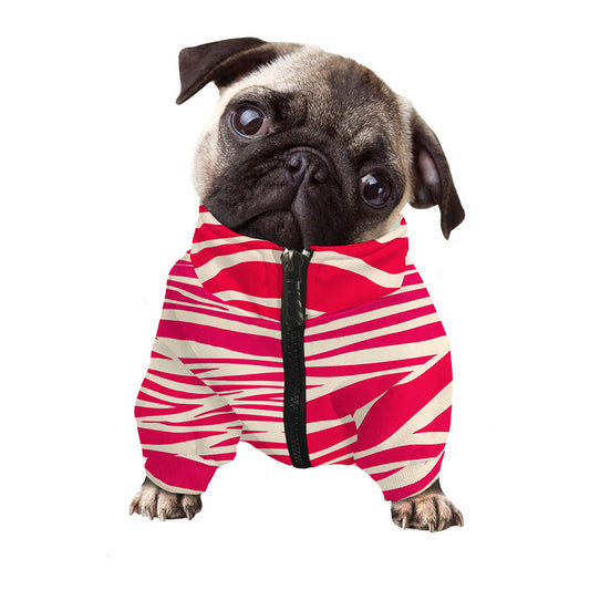 Hot Pink Zebra Pattern Print Dog Zip Up Jacket