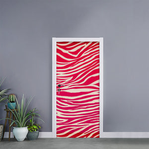 Hot Pink Zebra Pattern Print Door Sticker