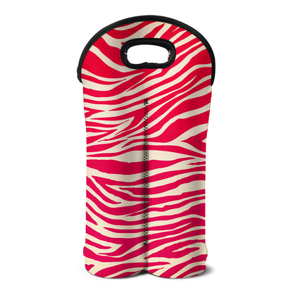 Hot Pink Zebra Pattern Print Double Neoprene Wine Tote
