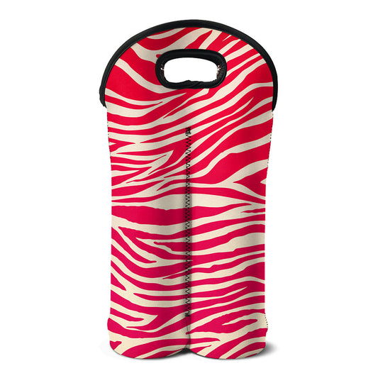 Hot Pink Zebra Pattern Print Double Neoprene Wine Tote