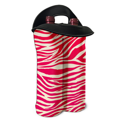 Hot Pink Zebra Pattern Print Double Neoprene Wine Tote