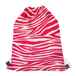 Hot Pink Zebra Pattern Print Drawstring Bag